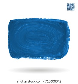 Blue brush stroke and texture. Grunge vector abstract hand - painted element. Underline and border design.