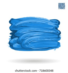 Blue brush stroke and texture. Grunge vector abstract hand - painted element. Underline and border design.