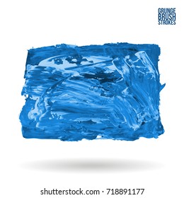 Blue brush stroke and texture. Grunge vector abstract hand - painted element. Underline and border design.