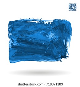 Blue brush stroke and texture. Grunge vector abstract hand - painted element. Underline and border design.