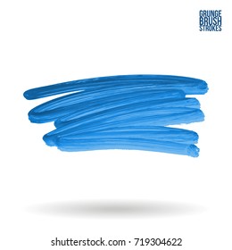 Blue brush stroke and texture. Grunge vector abstract hand - painted element. Underline and border design.