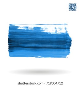 Blue brush stroke and texture. Grunge vector abstract hand - painted element. Underline and border design.