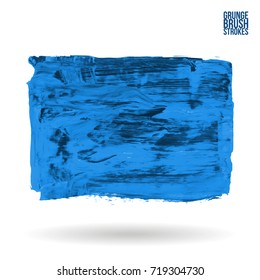 Blue brush stroke and texture. Grunge vector abstract hand - painted element. Underline and border design.