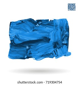 Blue brush stroke and texture. Grunge vector abstract hand - painted element. Underline and border design.