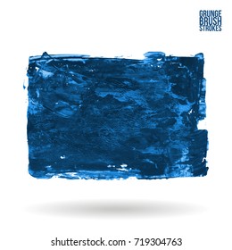 Blue brush stroke and texture. Grunge vector abstract hand - painted element. Underline and border design.