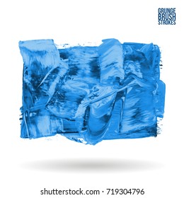 Blue brush stroke and texture. Grunge vector abstract hand - painted element. Underline and border design.
