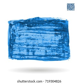 Blue brush stroke and texture. Grunge vector abstract hand - painted element. Underline and border design.
