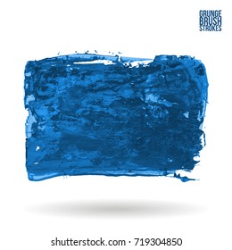 Blue brush stroke and texture. Grunge vector abstract hand - painted element. Underline and border design.
