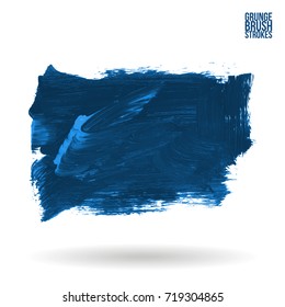 Blue brush stroke and texture. Grunge vector abstract hand - painted element. Underline and border design.