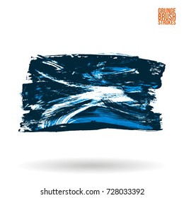 Blue brush stroke and texture. Grunge vector abstract hand - painted element. Underline and border design.