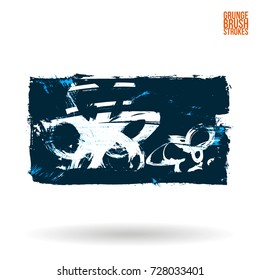 Blue brush stroke and texture. Grunge vector abstract hand - painted element. Underline and border design.