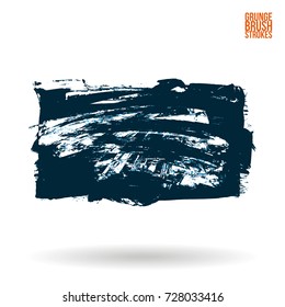 Blue brush stroke and texture. Grunge vector abstract hand - painted element. Underline and border design.