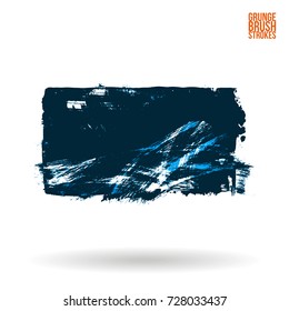 Blue brush stroke and texture. Grunge vector abstract hand - painted element. Underline and border design.