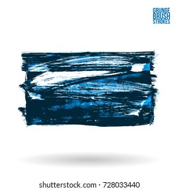 Blue brush stroke and texture. Grunge vector abstract hand - painted element. Underline and border design.
