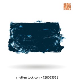 Blue brush stroke and texture. Grunge vector abstract hand - painted element. Underline and border design.