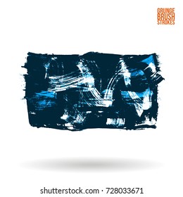 Blue brush stroke and texture. Grunge vector abstract hand - painted element. Underline and border design.