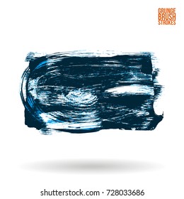 Blue brush stroke and texture. Grunge vector abstract hand - painted element. Underline and border design.