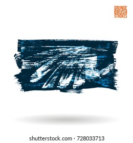 Blue brush stroke and texture. Grunge vector abstract hand - painted element. Underline and border design.