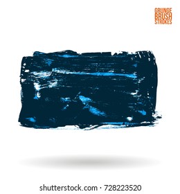 Blue brush stroke and texture. Grunge vector abstract hand - painted element. Underline and border design.