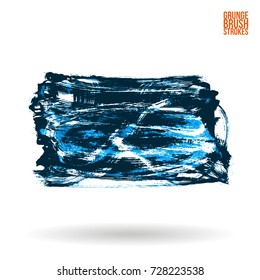 Blue brush stroke and texture. Grunge vector abstract hand - painted element. Underline and border design.