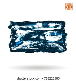 Blue brush stroke and texture. Grunge vector abstract hand - painted element. Underline and border design.