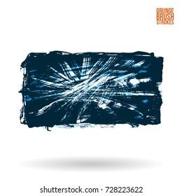 Blue brush stroke and texture. Grunge vector abstract hand - painted element. Underline and border design.