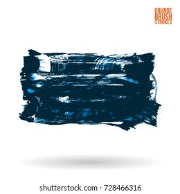 Blue brush stroke and texture. Grunge vector abstract hand - painted element. Underline and border design.