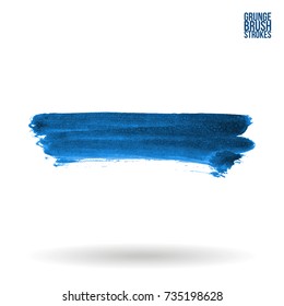 Blue brush stroke and texture. Grunge vector abstract hand - painted element. Underline and border design.