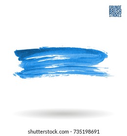 Blue brush stroke and texture. Grunge vector abstract hand - painted element. Underline and border design.