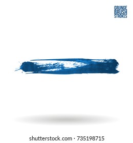 Blue brush stroke and texture. Grunge vector abstract hand - painted element. Underline and border design.