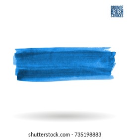 Blue brush stroke and texture. Grunge vector abstract hand - painted element. Underline and border design.