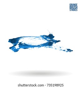 Blue brush stroke and texture. Grunge vector abstract hand - painted element. Underline and border design.