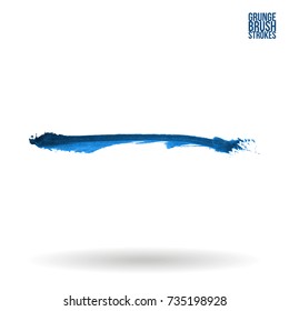 Blue brush stroke and texture. Grunge vector abstract hand - painted element. Underline and border design.