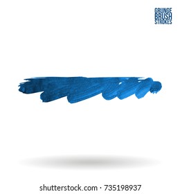 Blue brush stroke and texture. Grunge vector abstract hand - painted element. Underline and border design.