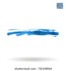 Blue brush stroke and texture. Grunge vector abstract hand - painted element. Underline and border design.