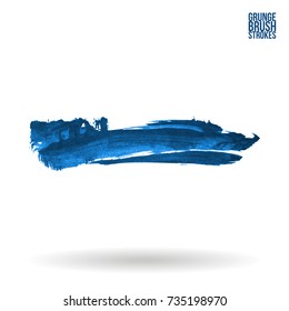 Blue brush stroke and texture. Grunge vector abstract hand - painted element. Underline and border design.