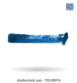 Blue brush stroke and texture. Grunge vector abstract hand - painted element. Underline and border design.