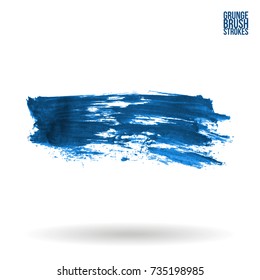 Blue brush stroke and texture. Grunge vector abstract hand - painted element. Underline and border design.