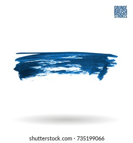 Blue brush stroke and texture. Grunge vector abstract hand - painted element. Underline and border design.