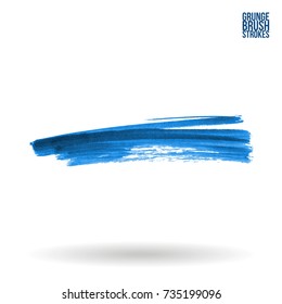 Blue brush stroke and texture. Grunge vector abstract hand - painted element. Underline and border design.