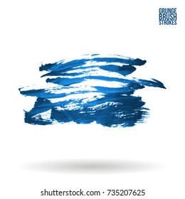Blue brush stroke and texture. Grunge vector abstract hand - painted element. Underline and border design.
