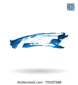 Blue brush stroke and texture. Grunge vector abstract hand - painted element. Underline and border design.