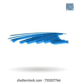 Blue brush stroke and texture. Grunge vector abstract hand - painted element. Underline and border design.