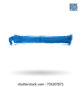 Blue brush stroke and texture. Grunge vector abstract hand - painted element. Underline and border design.