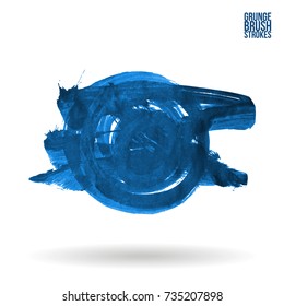 Blue brush stroke and texture. Grunge vector abstract hand - painted element. Underline and border design.