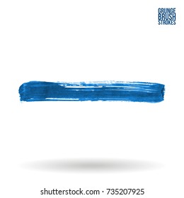 Blue brush stroke and texture. Grunge vector abstract hand - painted element. Underline and border design.