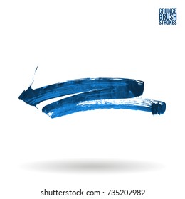 Blue brush stroke and texture. Grunge vector abstract hand - painted element. Underline and border design.