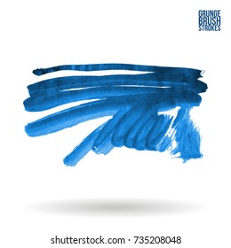 Blue brush stroke and texture. Grunge vector abstract hand - painted element. Underline and border design.