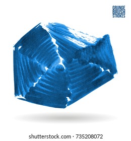 Blue brush stroke and texture. Grunge vector abstract hand - painted element. Underline and border design.