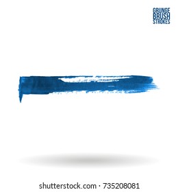 Blue brush stroke and texture. Grunge vector abstract hand - painted element. Underline and border design.